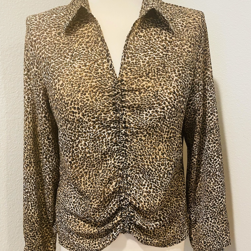 Sheer Leopard long sleeve blouse